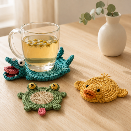 22 in 1 Animal Crochet Coaster Pattern Bundle