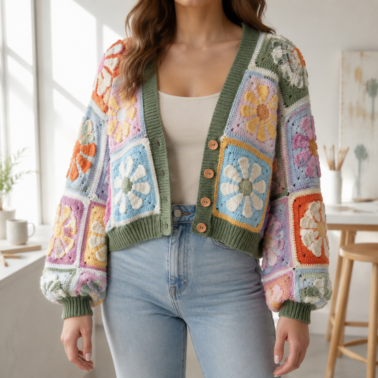 MeadowBloom Daisy Granny Square Cardigan Crochet Pattern