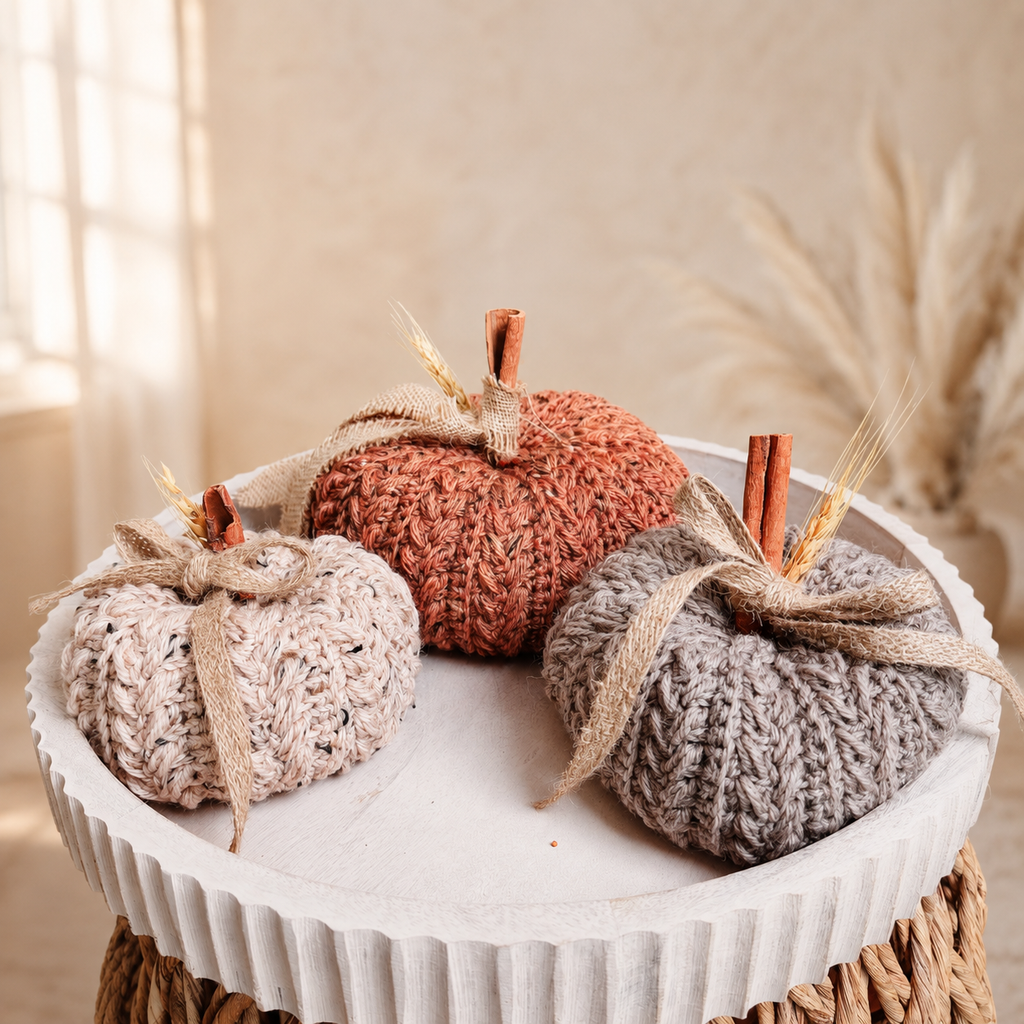 Crochet Pumpkin Pattern - Fall Home Decor in 3 Sizes