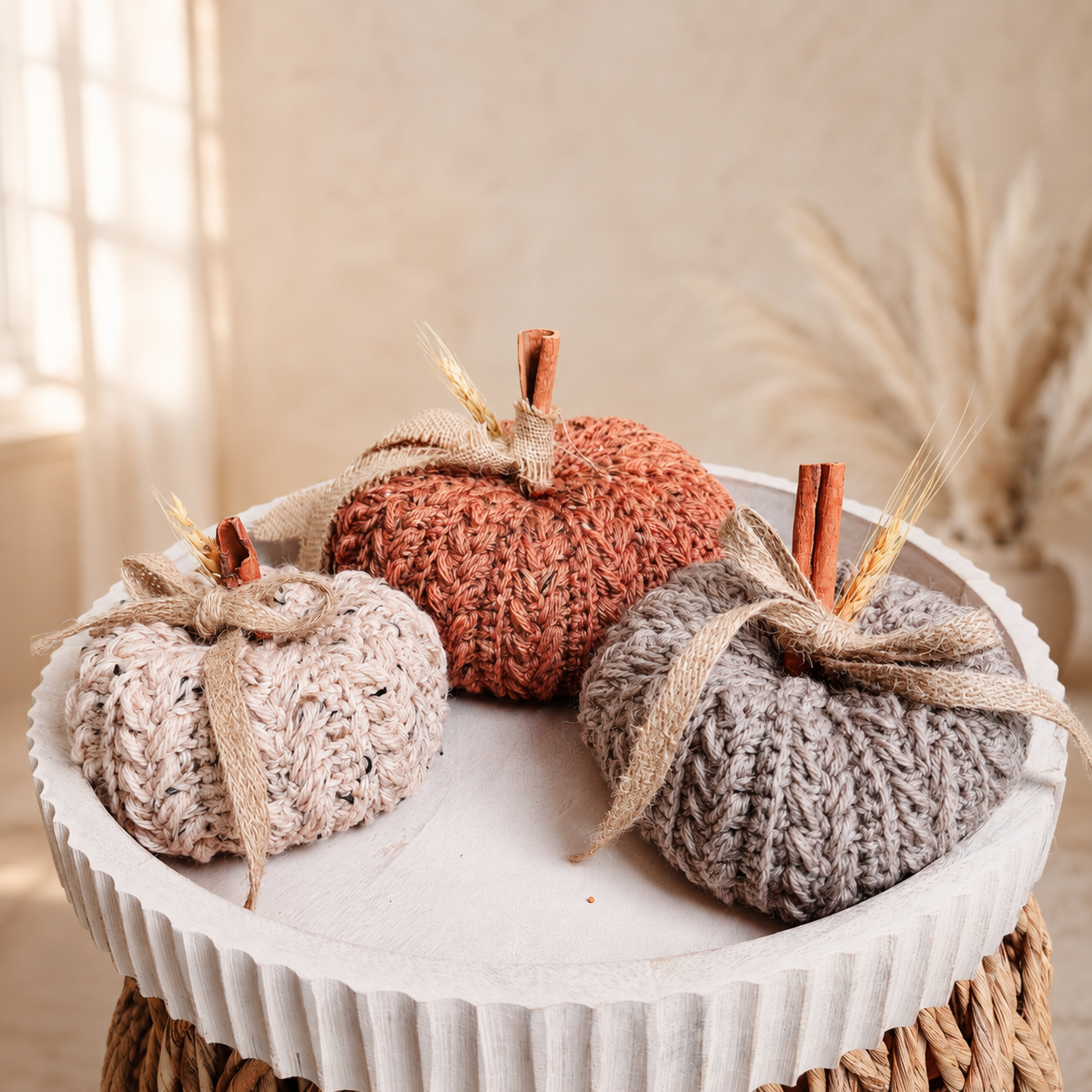 Crochet Pumpkin Pattern - Fall Home Decor in 3 Sizes