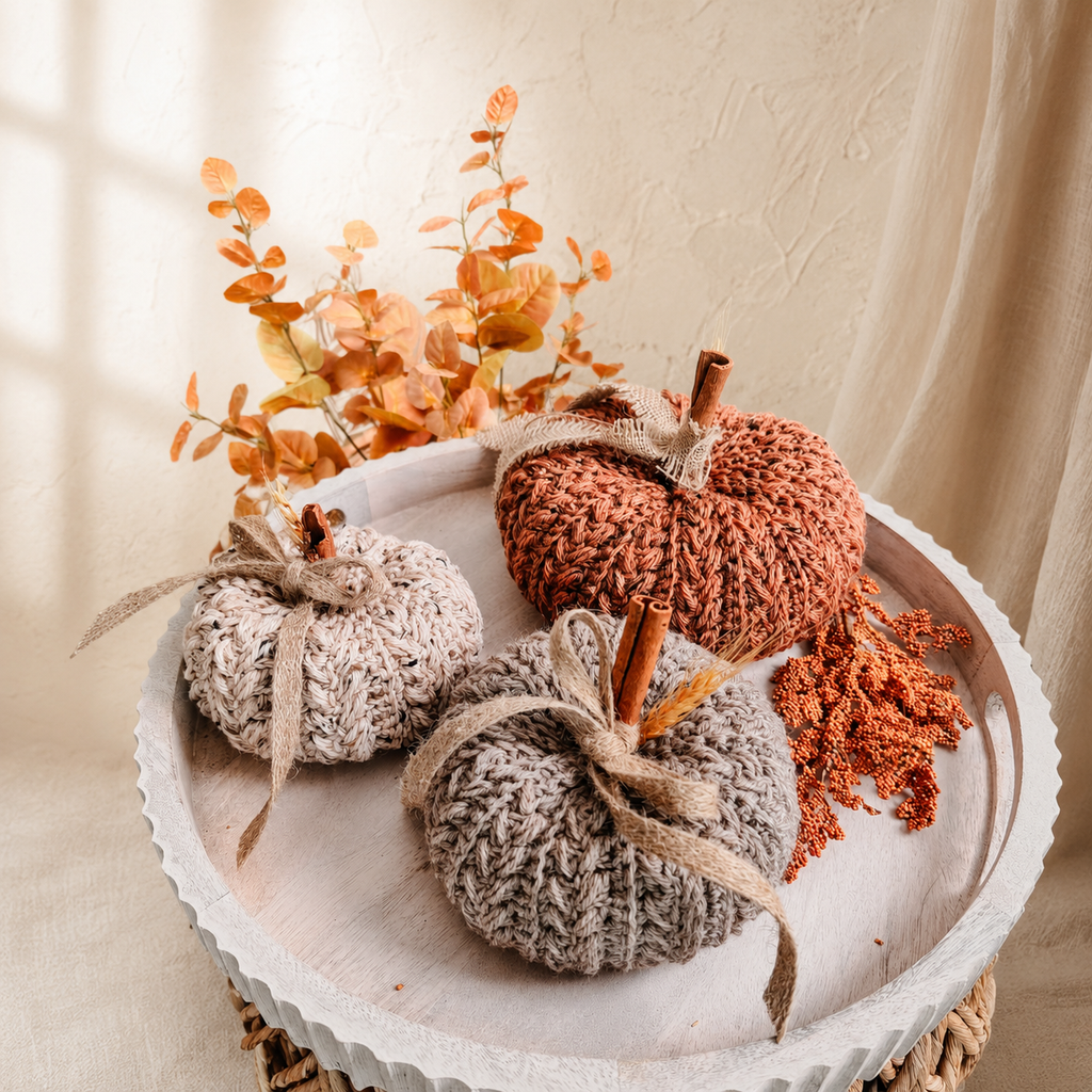 Crochet Pumpkin Pattern - Fall Home Decor in 3 Sizes