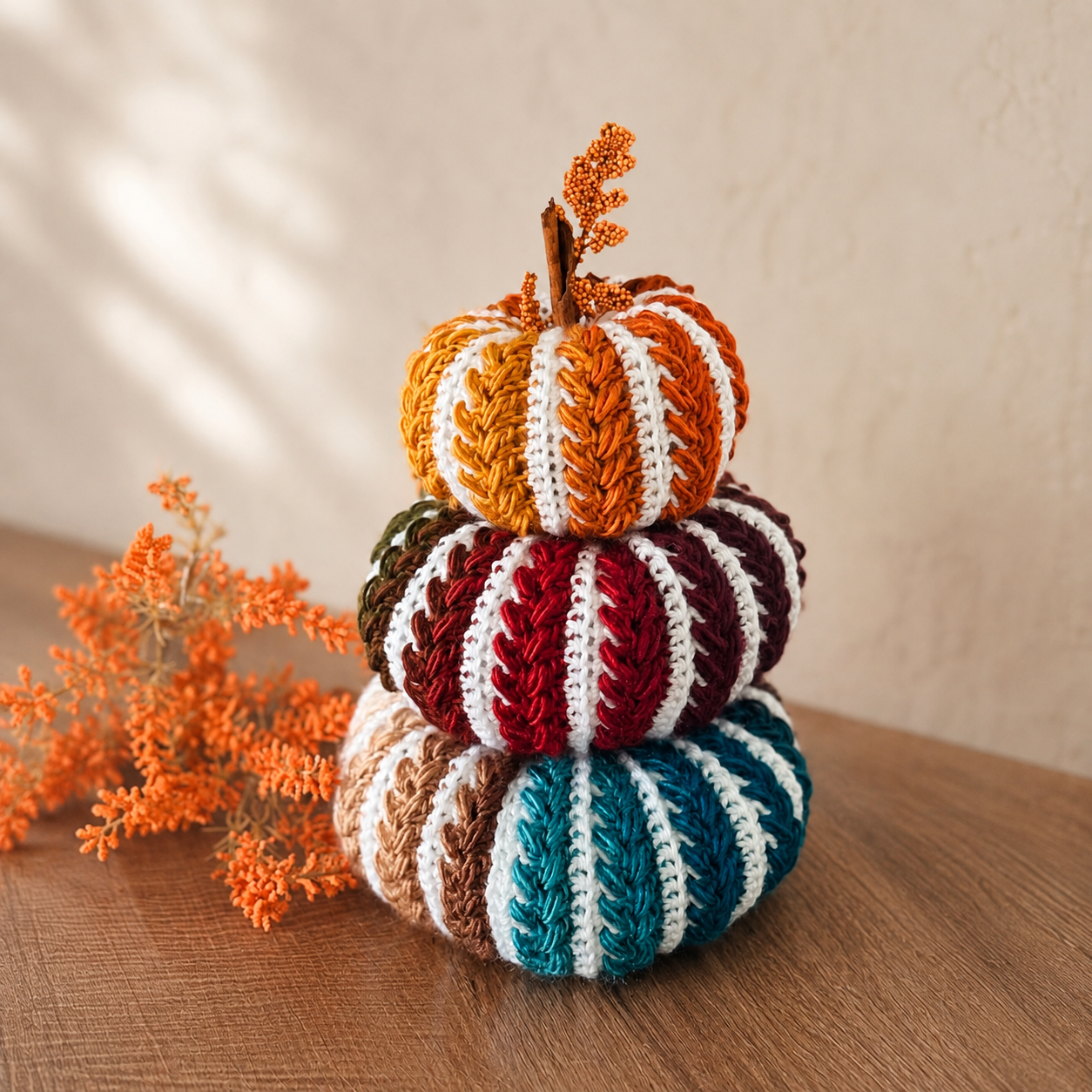 Crochet Pumpkin Pattern - Fall Home Decor in 3 Sizes