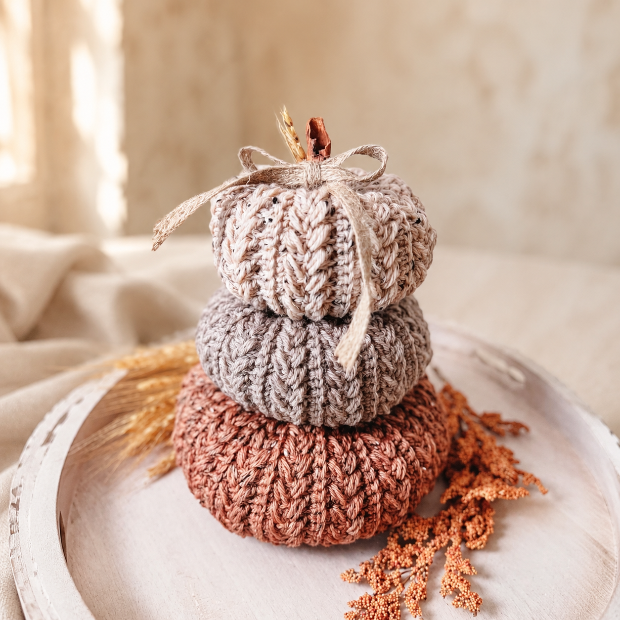 Crochet Pumpkin Pattern - Fall Home Decor in 3 Sizes