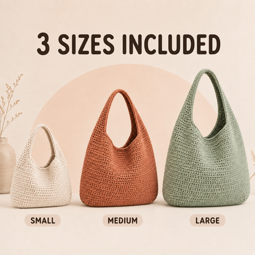 Crochet Hobo Bag Pattern – 3 Sizes Small, Medium & Large