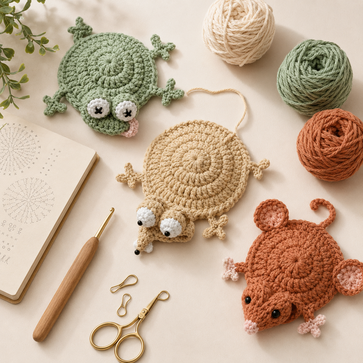 22 in 1 Animal Crochet Coaster Pattern Bundle