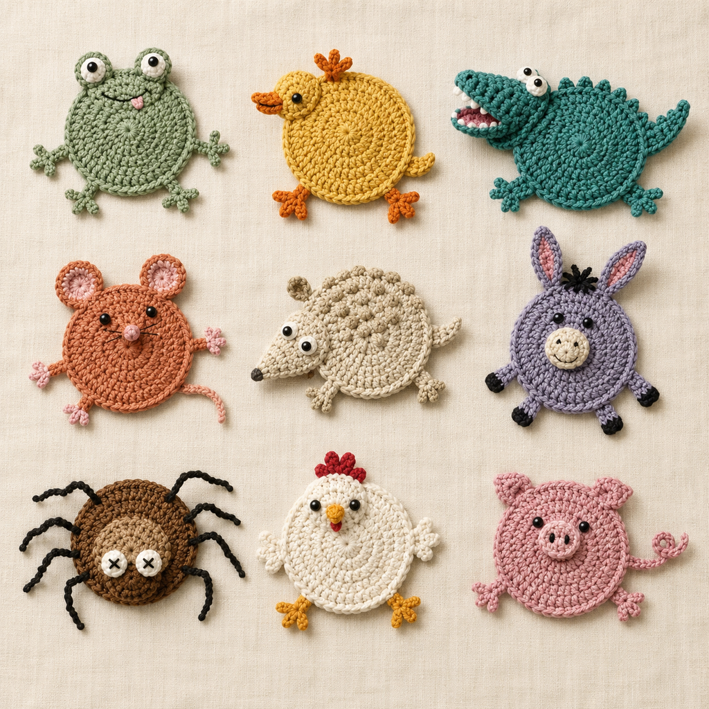 22 in 1 Animal Crochet Coaster Pattern Bundle