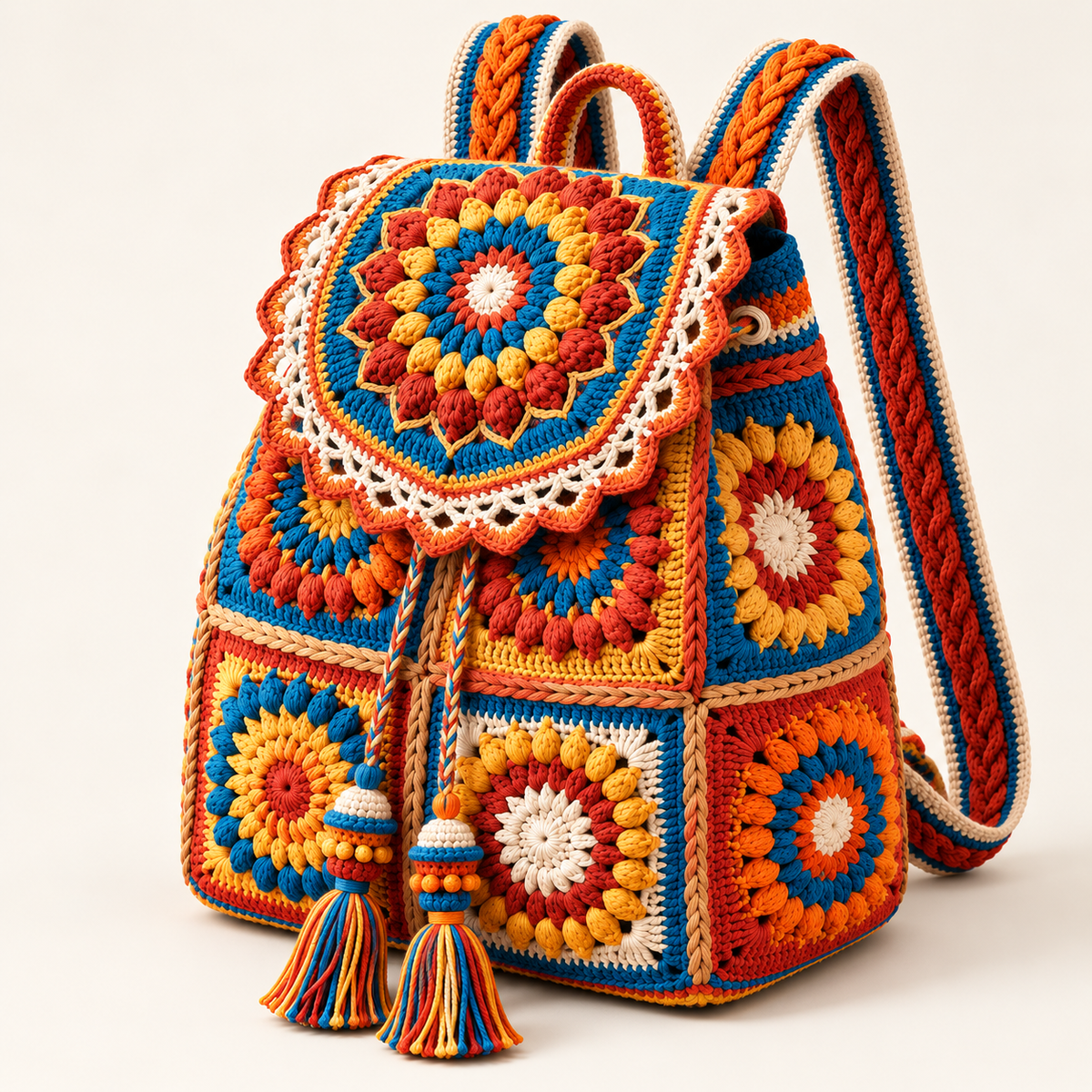 Floral Drawstring Crochet Backpack Pattern