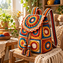 Floral Drawstring Crochet Backpack Pattern