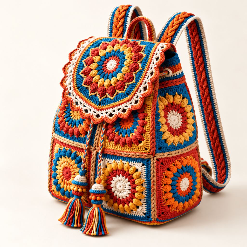 Floral Drawstring Crochet Backpack Pattern