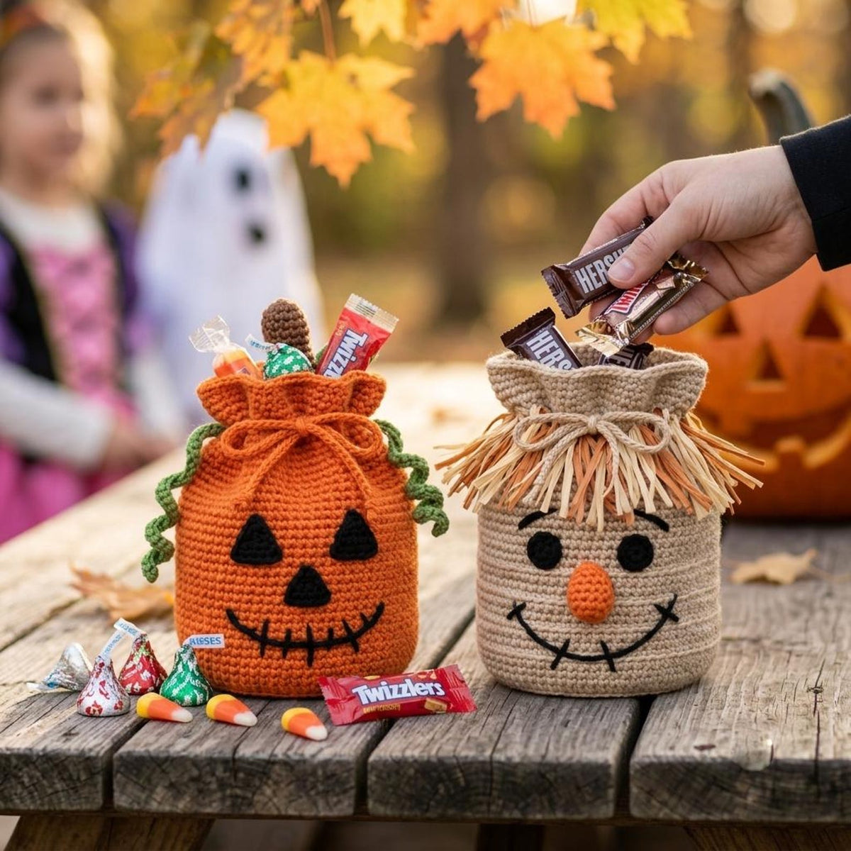 Halloween Treat Bag Crochet Pattern Bundle – 4 Spooky Designs