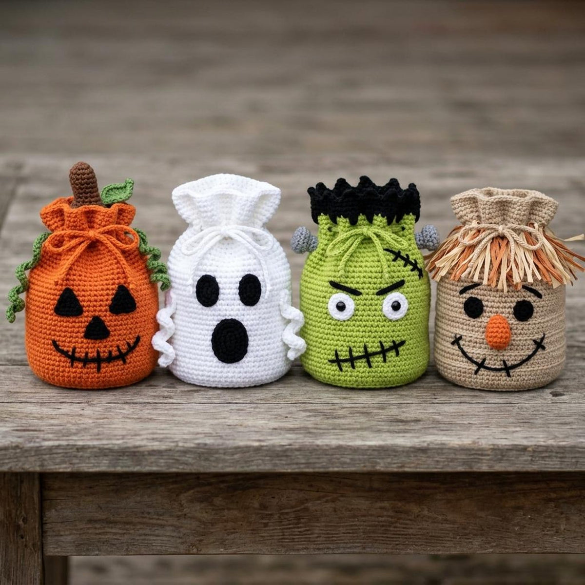 Halloween Treat Bag Crochet Pattern Bundle – 4 Spooky Designs